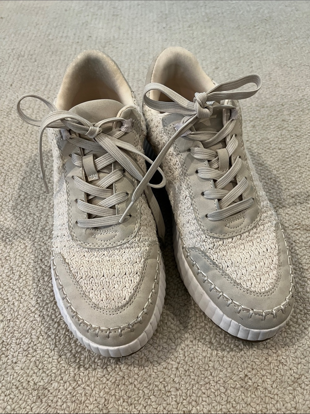 DV by Dolce Vita Men's Knit Lace-Up Sneakers in Light Beige